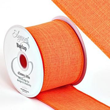 Eleganza Wired Edge Burlap 63mm x 10m Orange No.04 - Ribbons